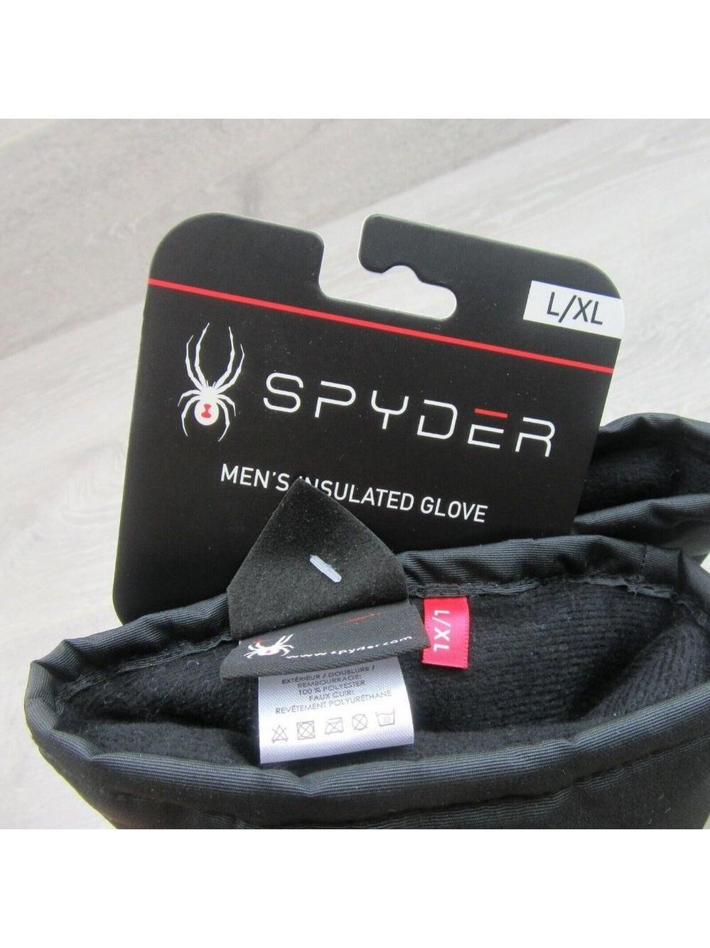 Spyder Insulated Ski Winter Snow Black Red Gloves Men's Size Large / XL NEW - Picture 7 of 11